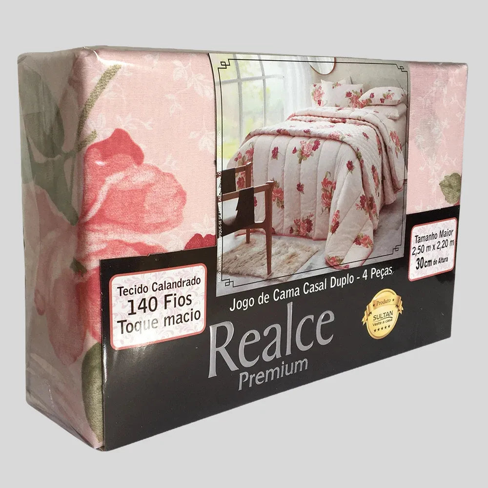 Jogo de Cama Casal Duplo Realce Premium Floral 140 Fios – Vitmagazine