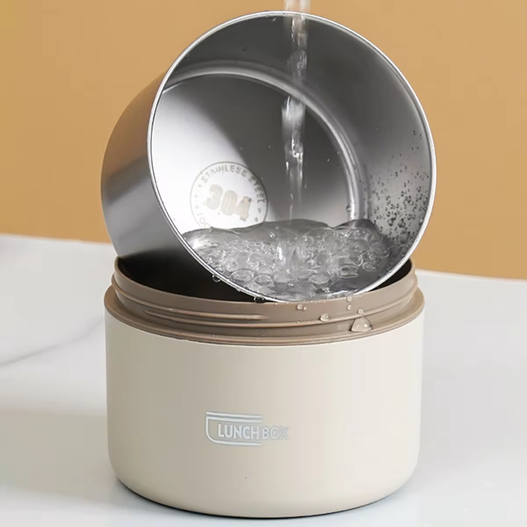 Kit Potes Térmicos Lunchbox Brasicanas com vedação de silicone, aço inoxidável 304 e lancheira térmica para transporte seguro e conservação da temperatura.