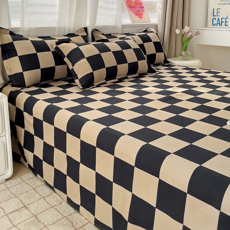 Lençol-Avulso-Tecido-Liso-Estilo-Plaid-100%-Poliéster-Atene